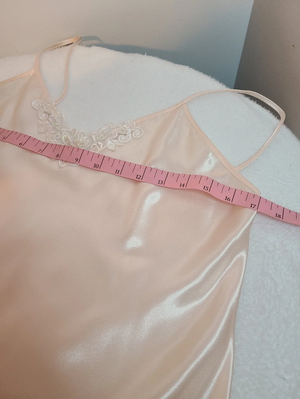 Vintage Silky Satin Bridal Beaded Mini Babydoll Slip Dress Size Small - Picture 6 of 6